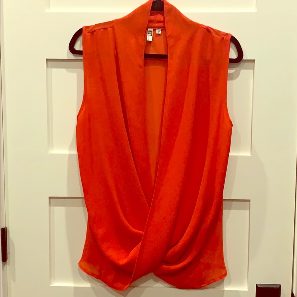 Red Polyester cross front top